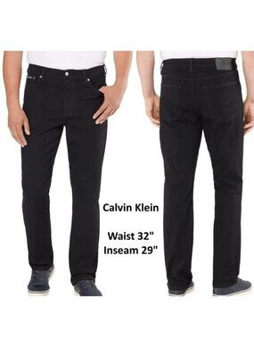 Calvin Klein Jeans Men's 32x32 Slim Straight Black Stretch Denim NWOT